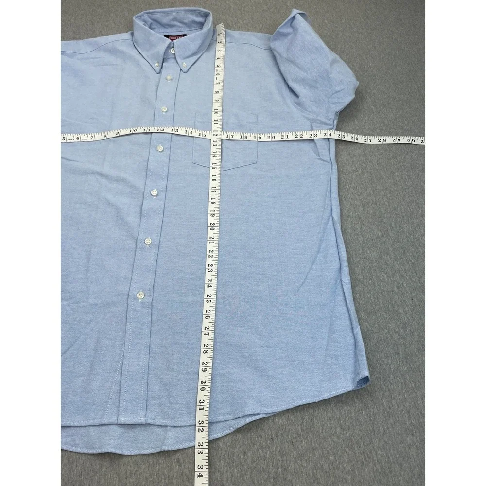 Red Kap Shirt Mens Large (17) Cotton Blend Oxford OCBD Short Sleeve
